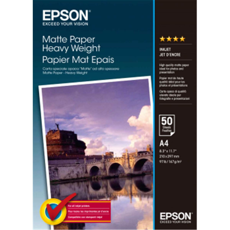 Epson Papier Mat Epais 167gr A4 boite 50 feuilles