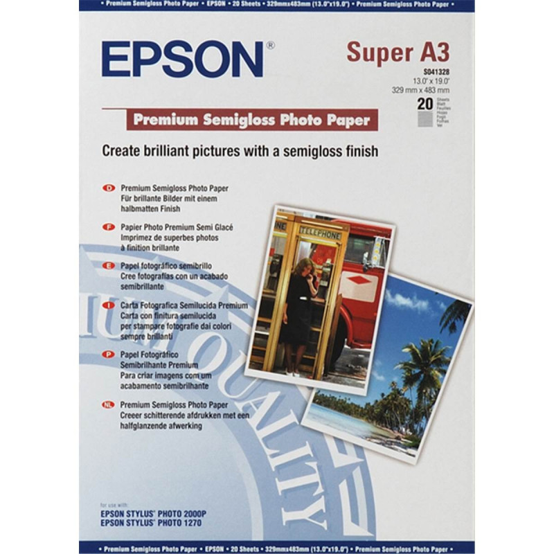 Epson Papier Photo Premium Semi-Glacé A3+ 20 Feuilles 251g
