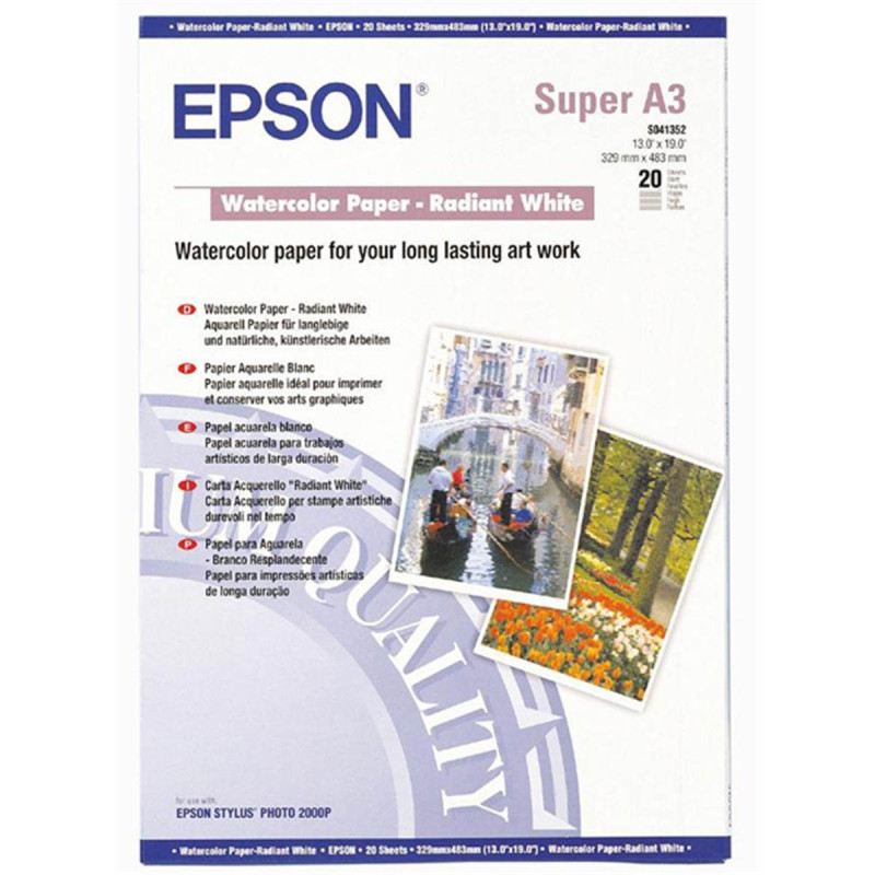Epson Papier Aquarelle Extra Blanc A3+ (20 f) 190g