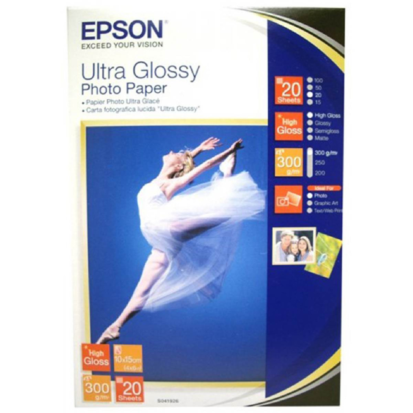 Epson Papier Photo Ultra Glacé carte postale 10x15cm 20 Feuilles 300g/m² -  Prophot