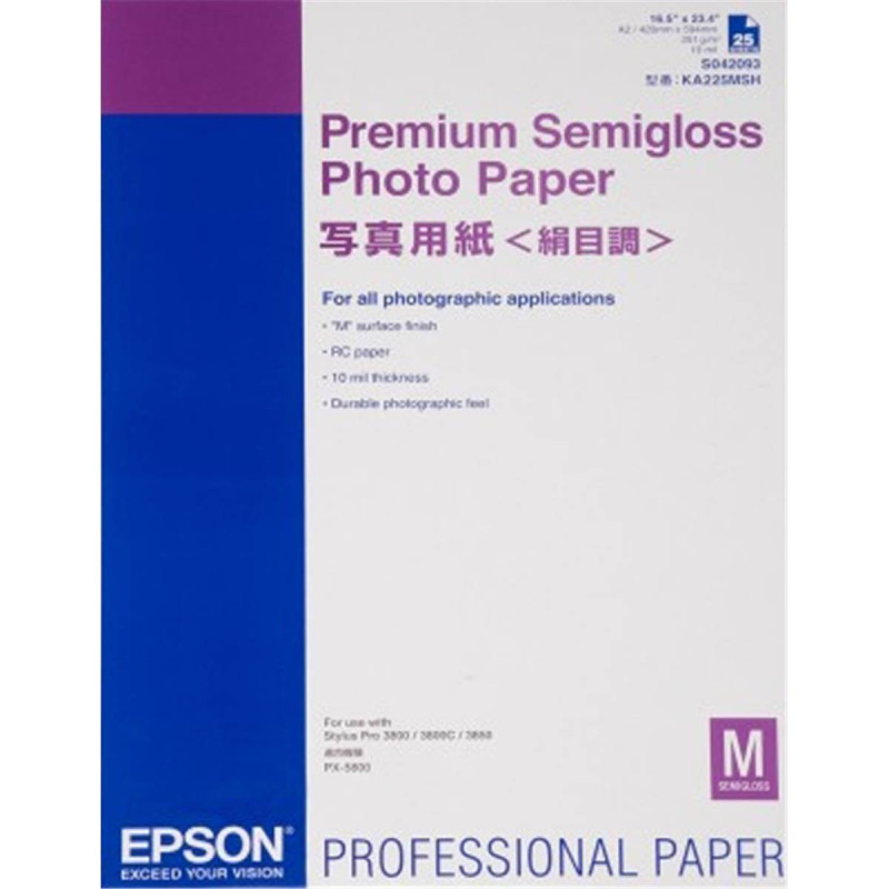 Epson Papier Photo Premium Semi-Glacé A2  25 Feuilles 251g
