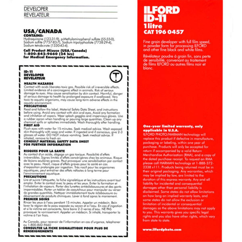 Ilford Révélateur ID-11 dose pour 1L