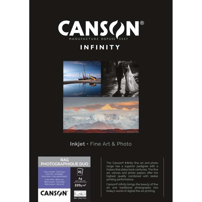 Canson Infinity Rag Photographique Duo A4 220g / 25 feuilles