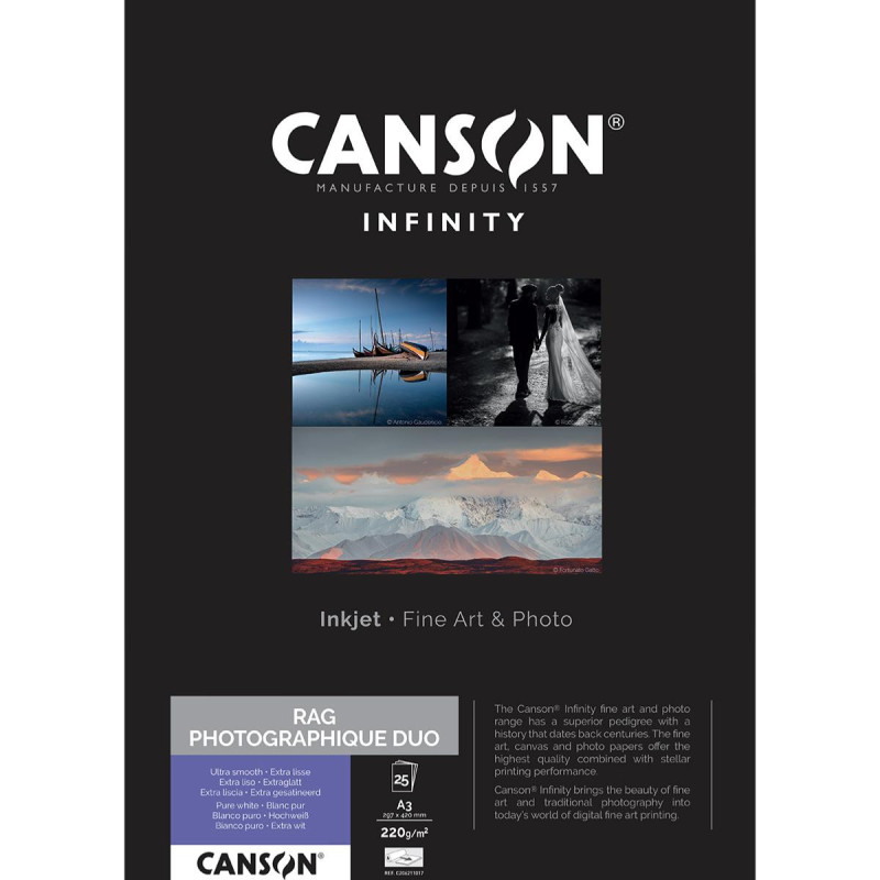 Canson Infinity Rag Photographique Duo A3 220g / 25 feuilles