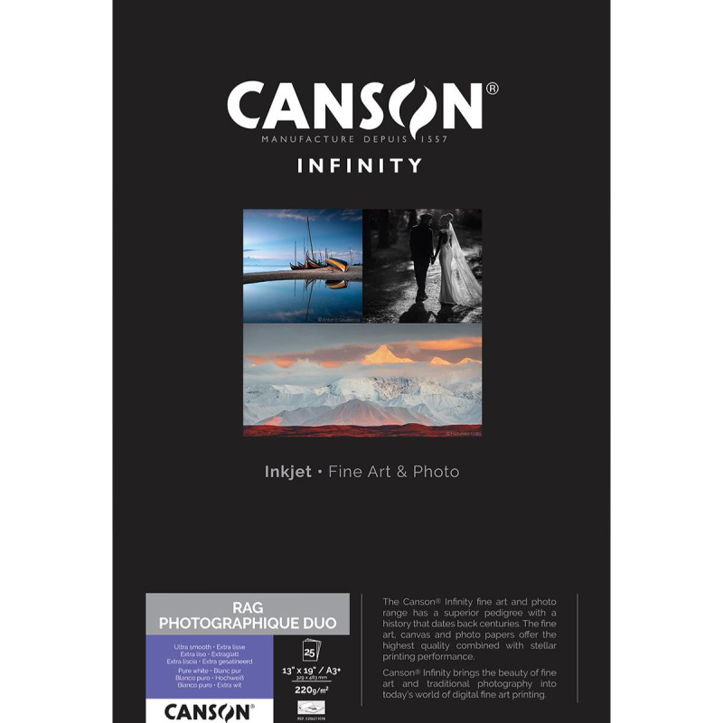 Canson Infinity Rag Photographique Duo A3+ 220g / 25 feuilles