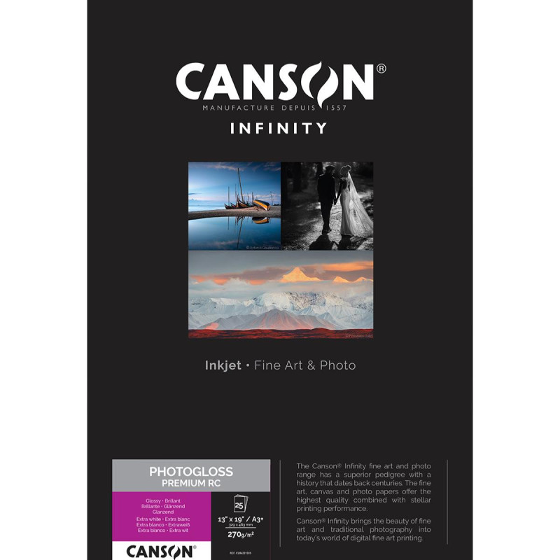 Canson Infinity PhotoGloss Premium RC A3+ 270g / 25 feuilles