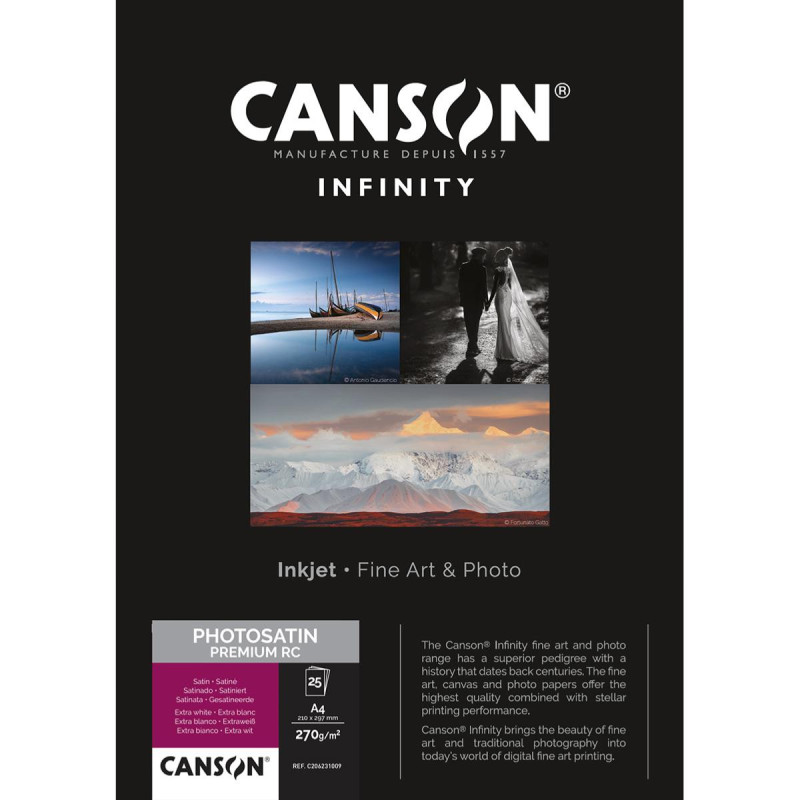 Canson Infinity PhotoSatin Premium RC A4 270g / 25 feuilles