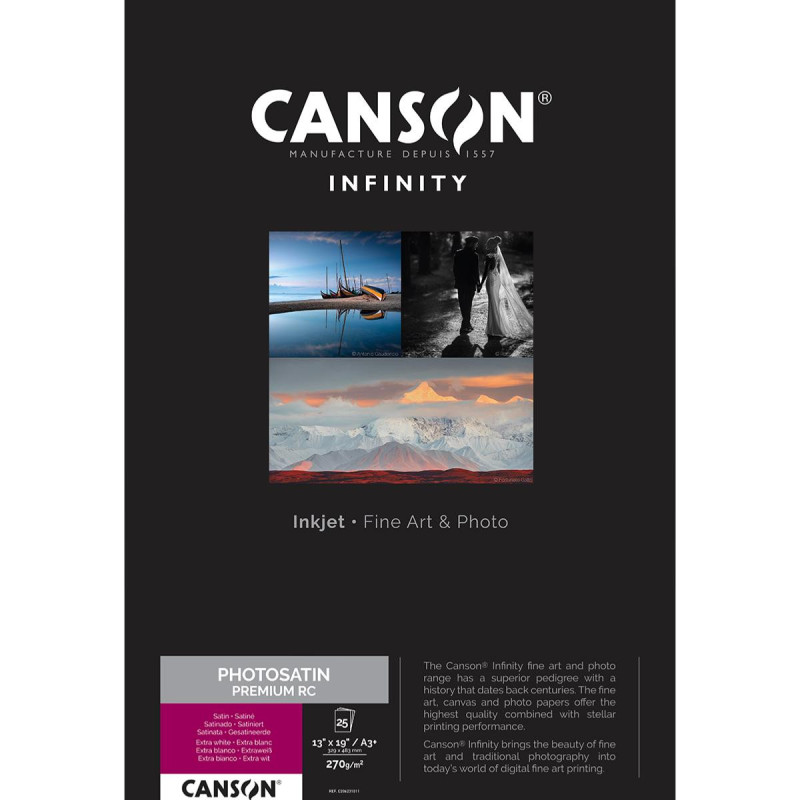 Canson Infinity PhotoSatin Premium RC A3+ 270g / 25 feuilles