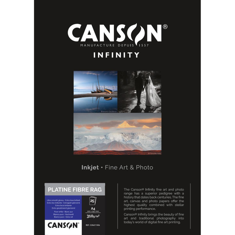 Canson Infinity Platine Fibre A4 310g / 25 feuilles