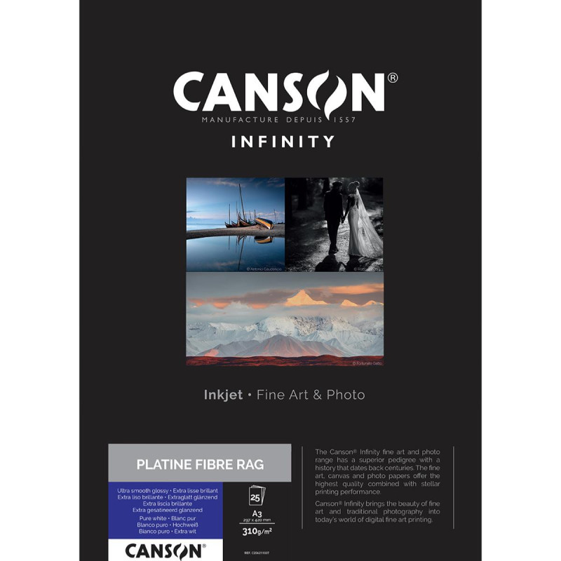 Canson Infinity Platine Fibre A3 310g / 25 feuilles