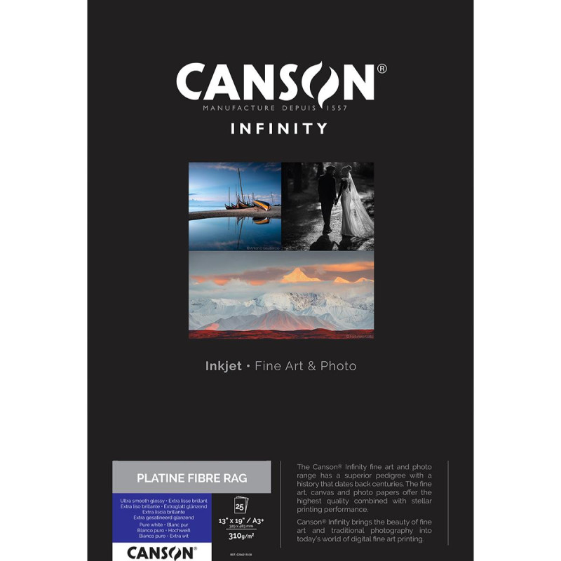 Canson Infinity Platine Fibre A3+ 310g / 25 feuilles