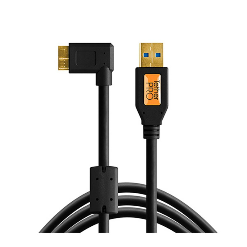 Tethertools Cable USB 3 / Micro-B coudé (4,6m) Noir