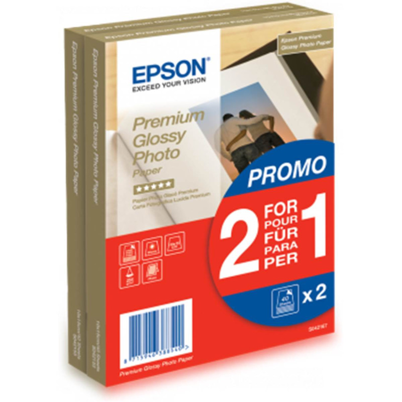 Epson Papier Photo Premium Glacé 10x15 255g/m² 40f + 40f offertes