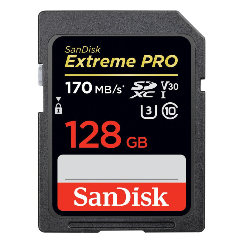 Sandisk Carte Mémoire SDXC UHS-I Extreme Pro 128GB 170Mo/s C10 U3 V30
