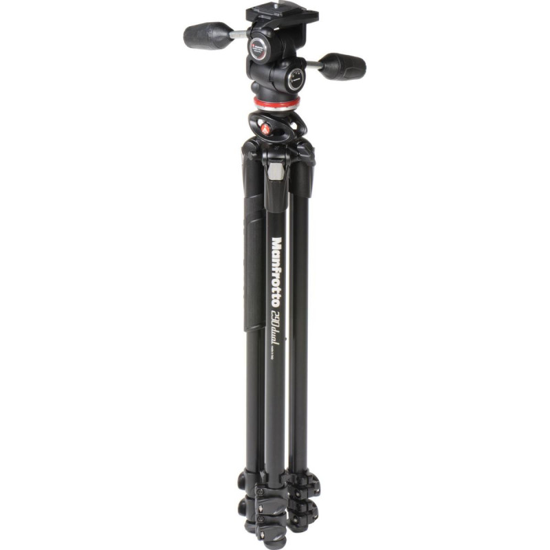 Manfrotto Kit Trépied Alu 3 Sections Dual 290 avec rotule 3D 804