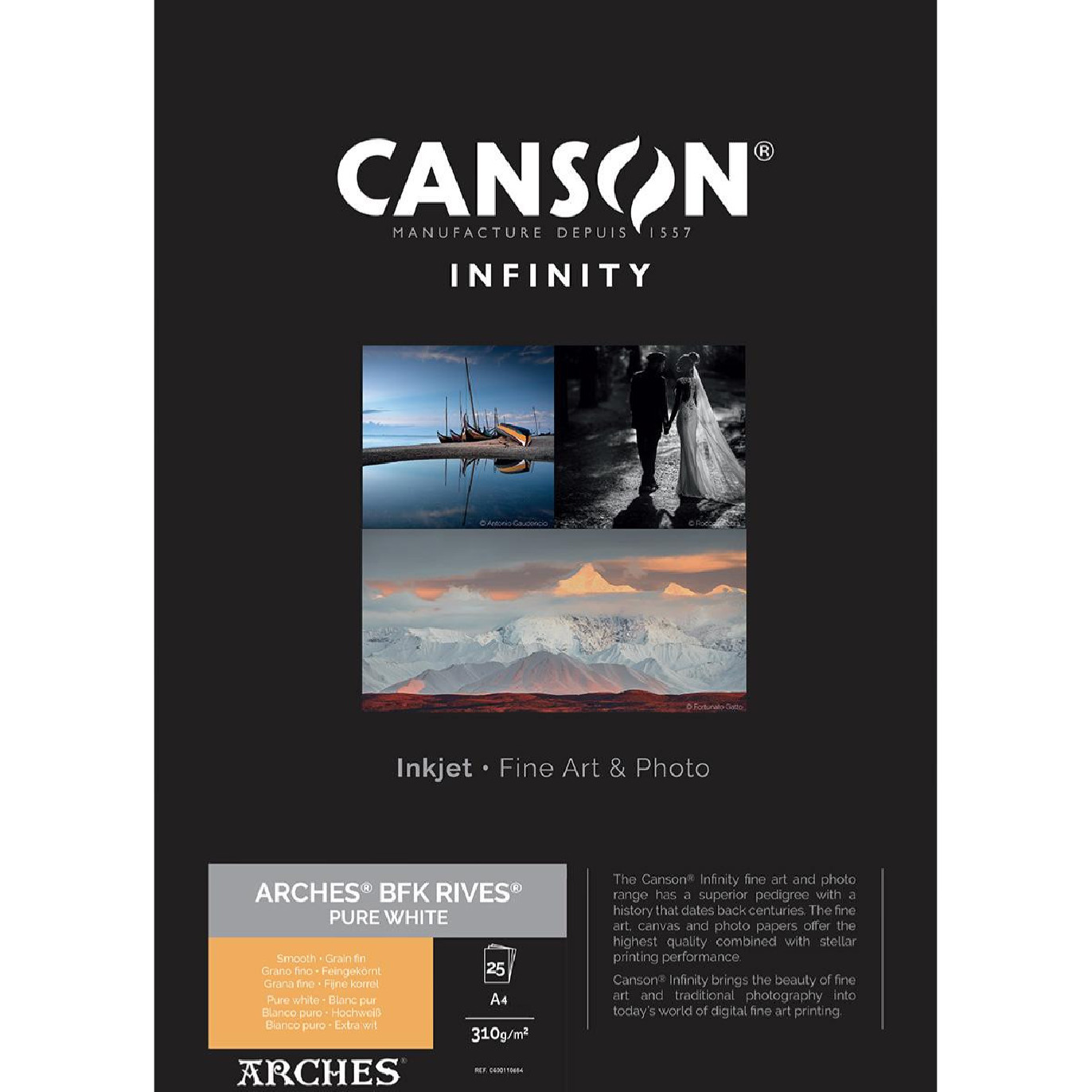 Canson Infinity Papier Arches BFK Rives Blanc Pur A4 310g / 25 feuilles -  Prophot