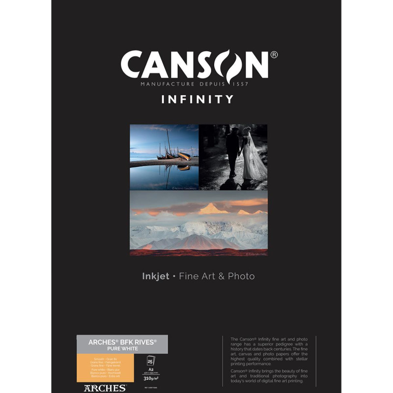 Canson Infinity Papier Arches BFK Rives Blanc Pur A2 310g / 25f