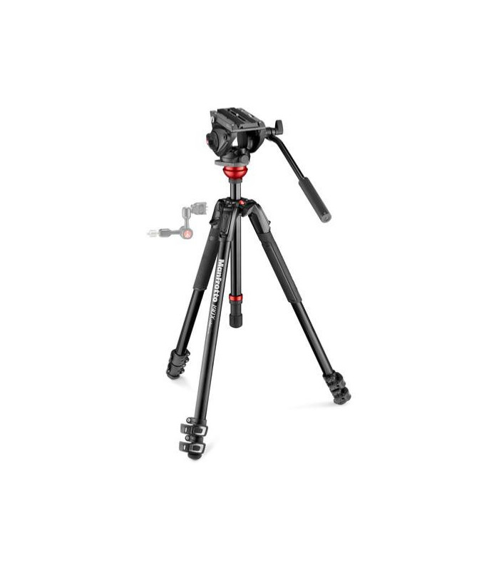 Manfrotto Kit Rotule Vidéo Fluide 500 avec base plate et trépied 