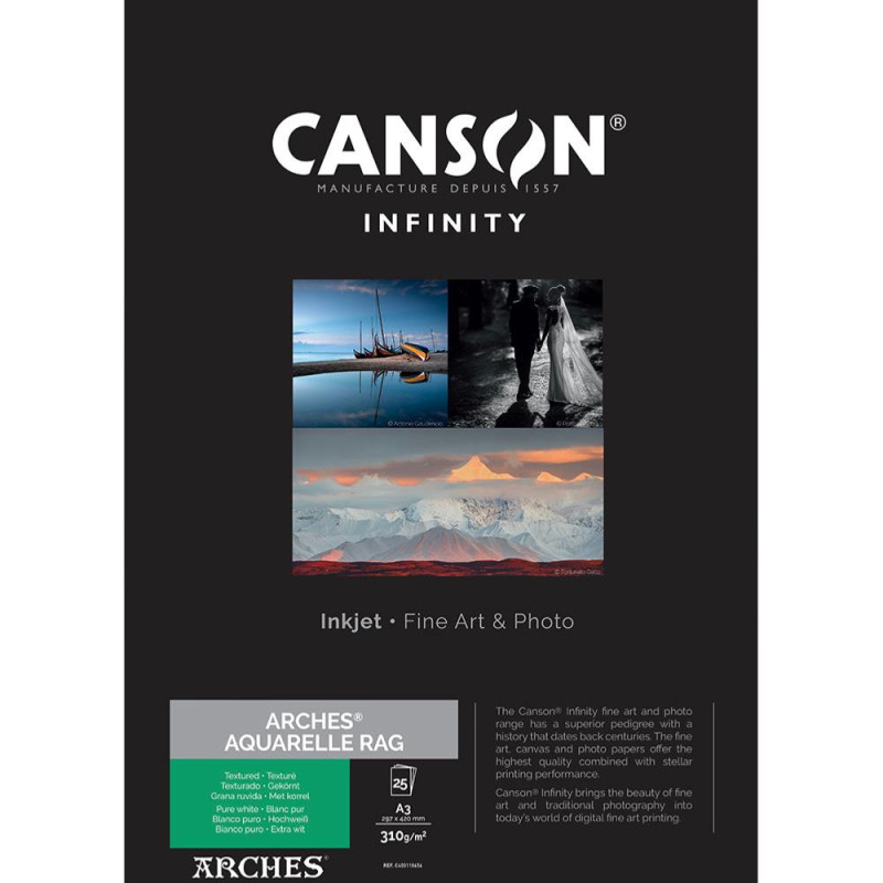 Canson Infinity Arches Aquarelle Rag 310g A3 / 25 feuilles