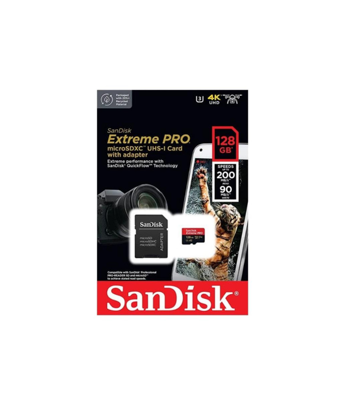 SanDisk Carte Micro SDXC Extreme Pro 128GB 200Mb avec Adaptateur