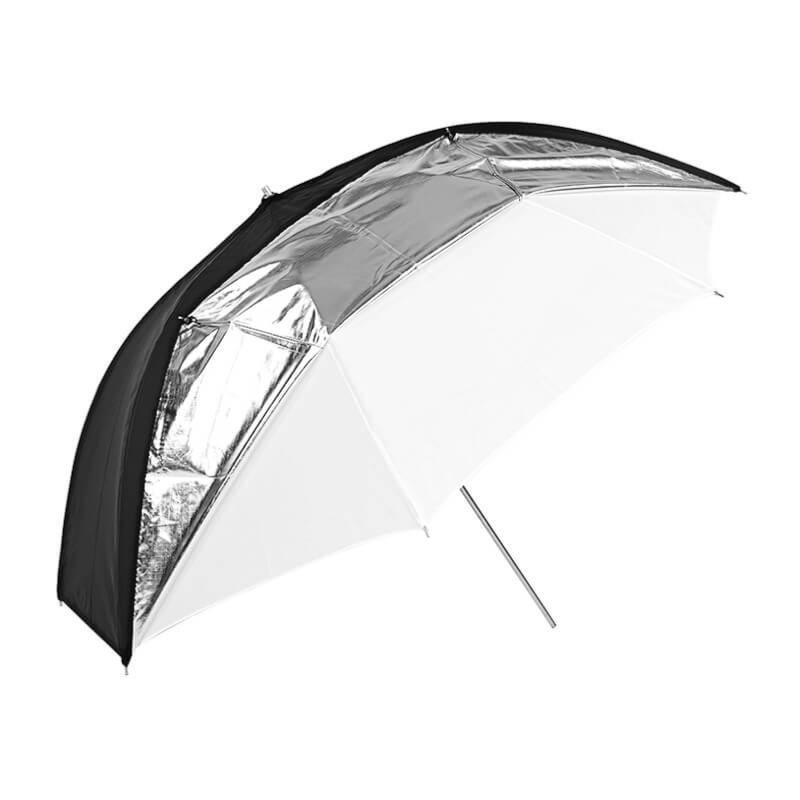 Visico Parapluie 2 en 1 Noir / Argent  et Translucide 80 cm