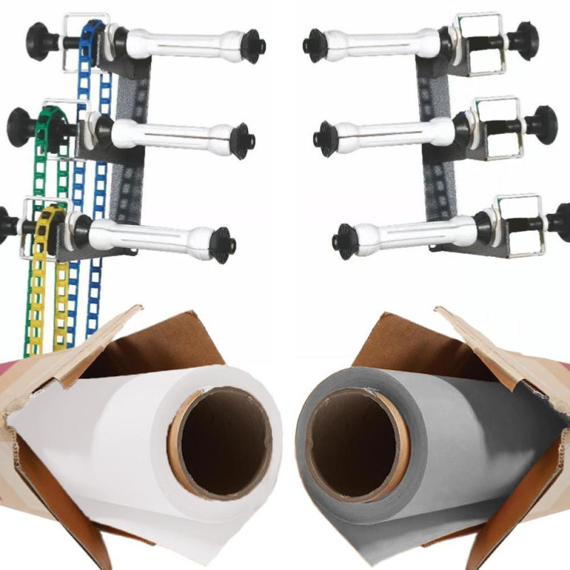 Kit Crochet Triple avec Mi-axes et Fonds Colorama Blanc et Gris 