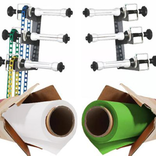 Kit Crochet Triple avec Mi-axes et Fonds Colorama Blanc et Vert 2,72m