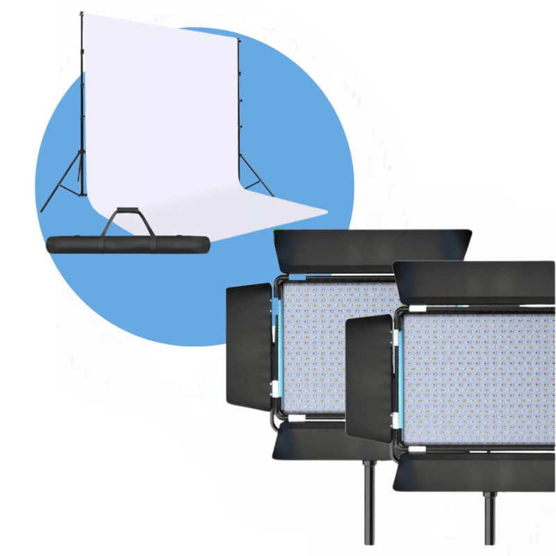Kit Panneau Led P80x2 by Prophot avec Pieds, Fond COL065 et Support - Pixel - Prophot