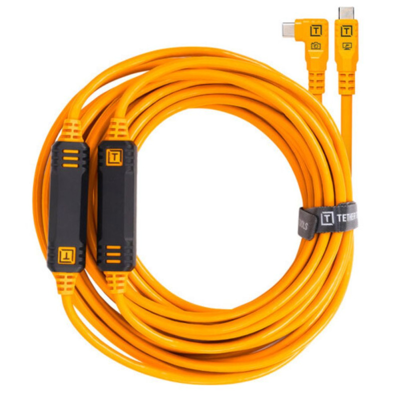 Tethertools TetherPro Câble USB-C vers USB-C 9,4 m Orange Coude - Tethertools - Prophot