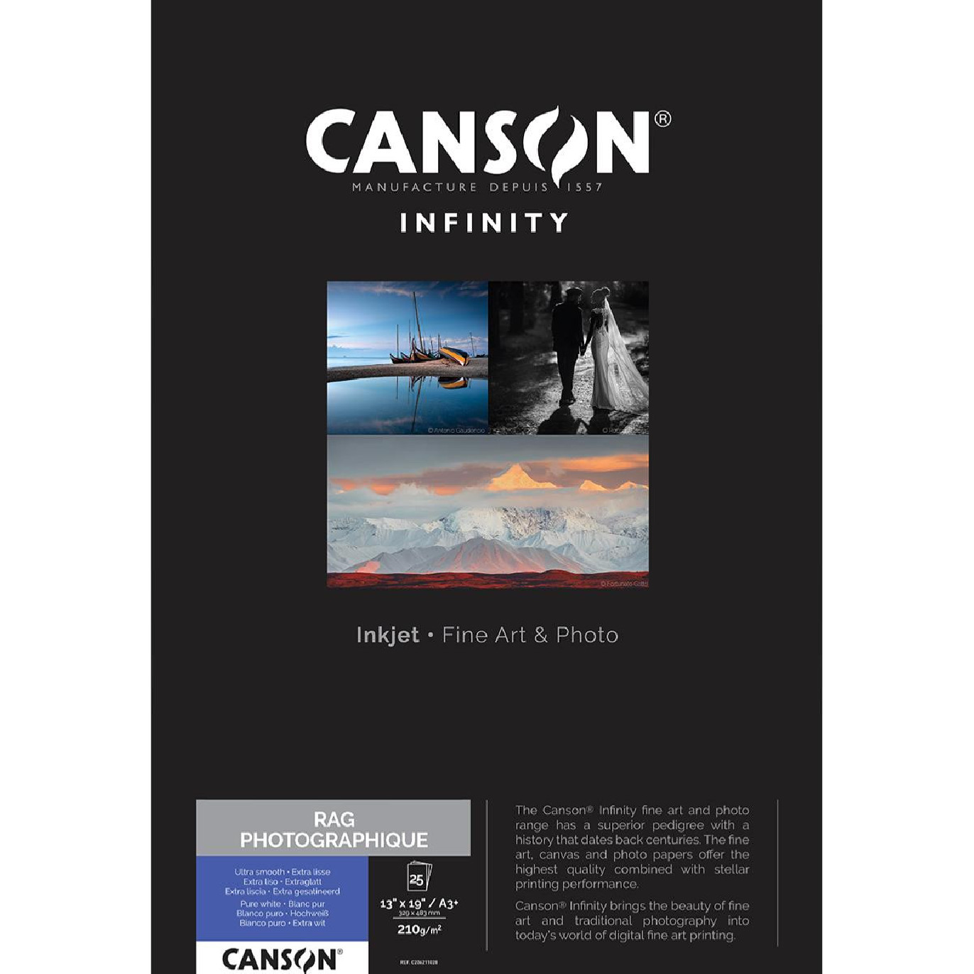 Canson Infinity Rag Photographique A3+ 210g / 25 feuilles