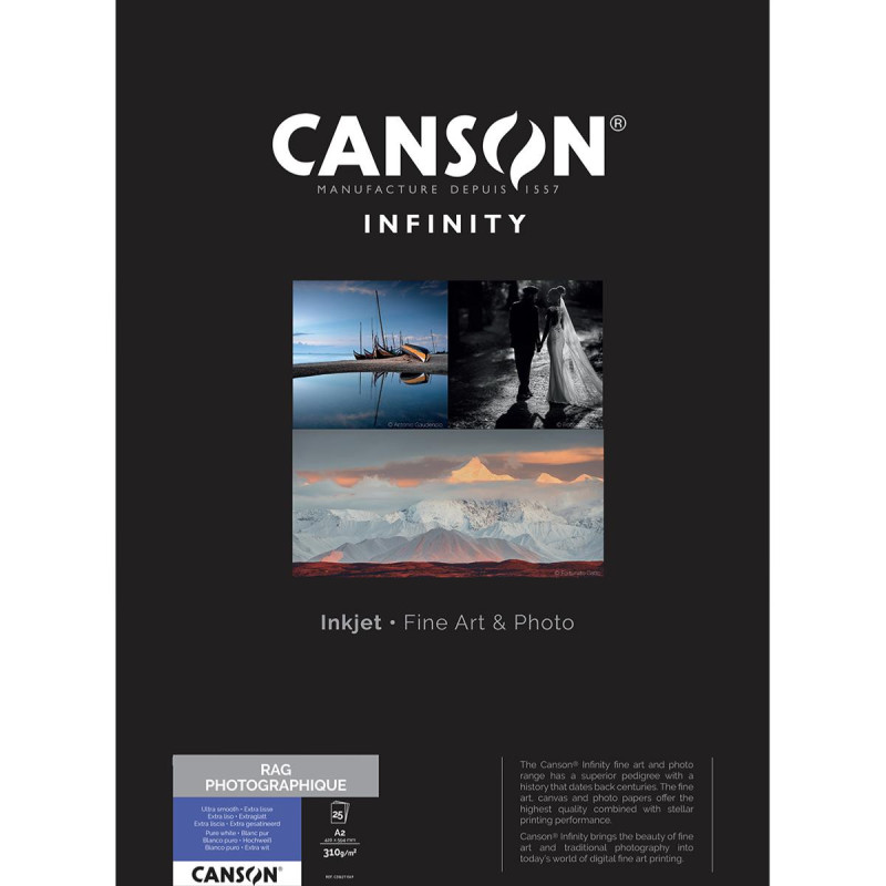 Canson Infinity Rag Photographique A2 310g / 25 feuilles