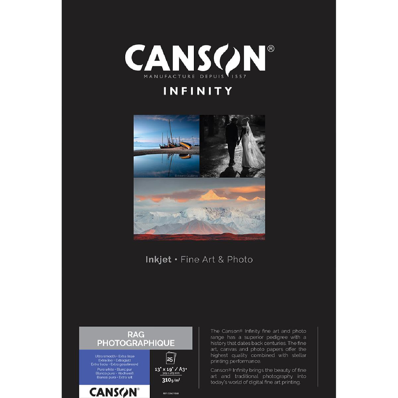 Canson Infinity Rag Photographique A3+ 310g / 25 feuilles