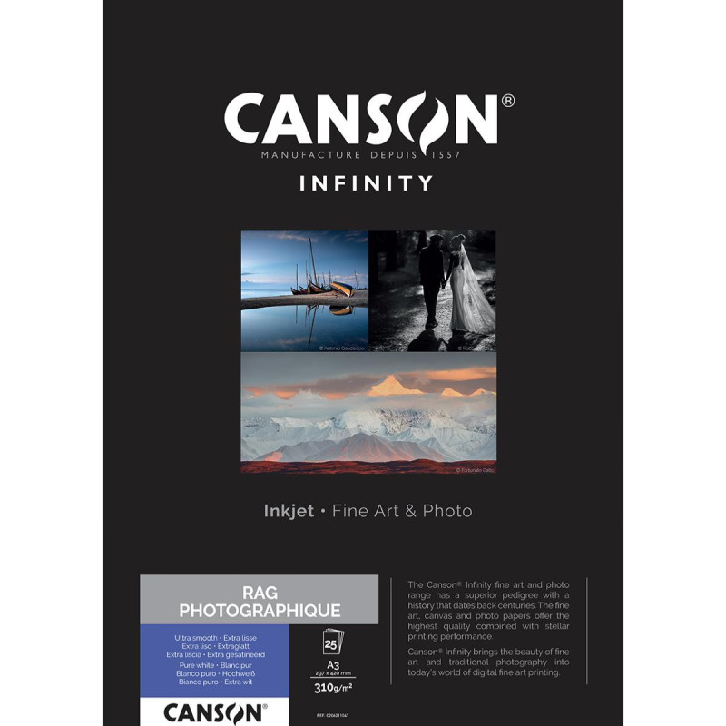 Canson Infinity Rag Photographique A3 310g / 25 feuilles
