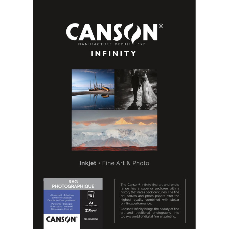 Canson Infinity Rag Photographique A4 310g / 25 feuilles