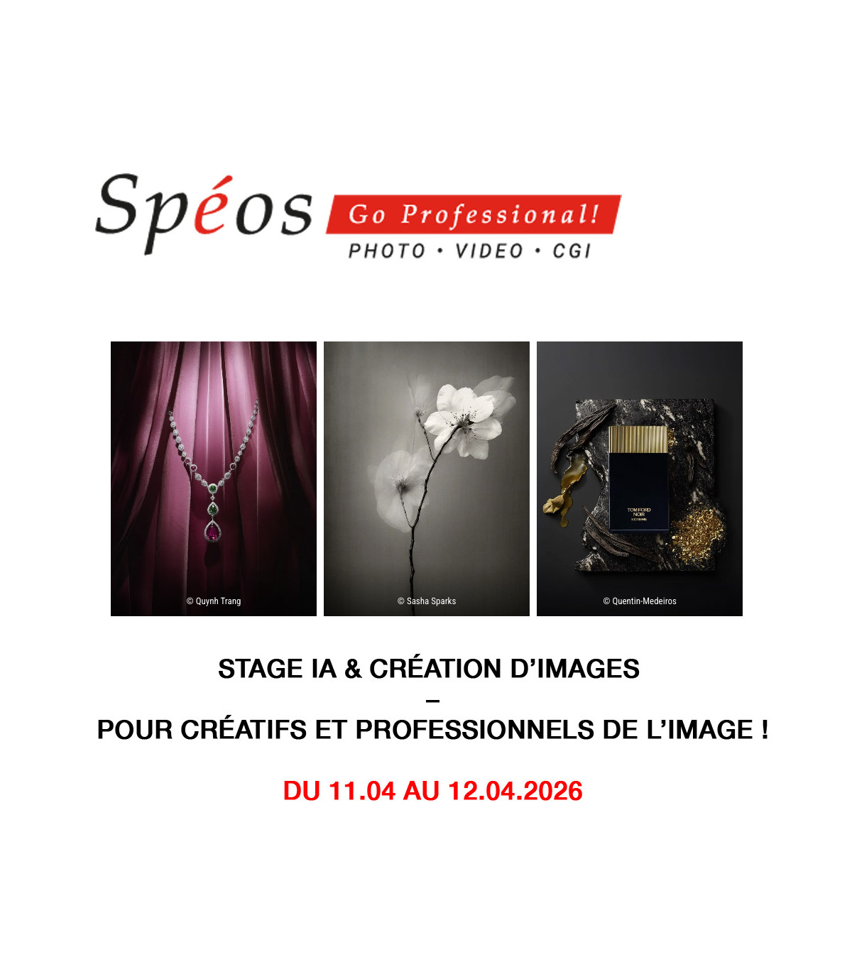 Stage IA & Création d'images du 11.04 AU 12.04.2026 - Spéos -  - Prophot