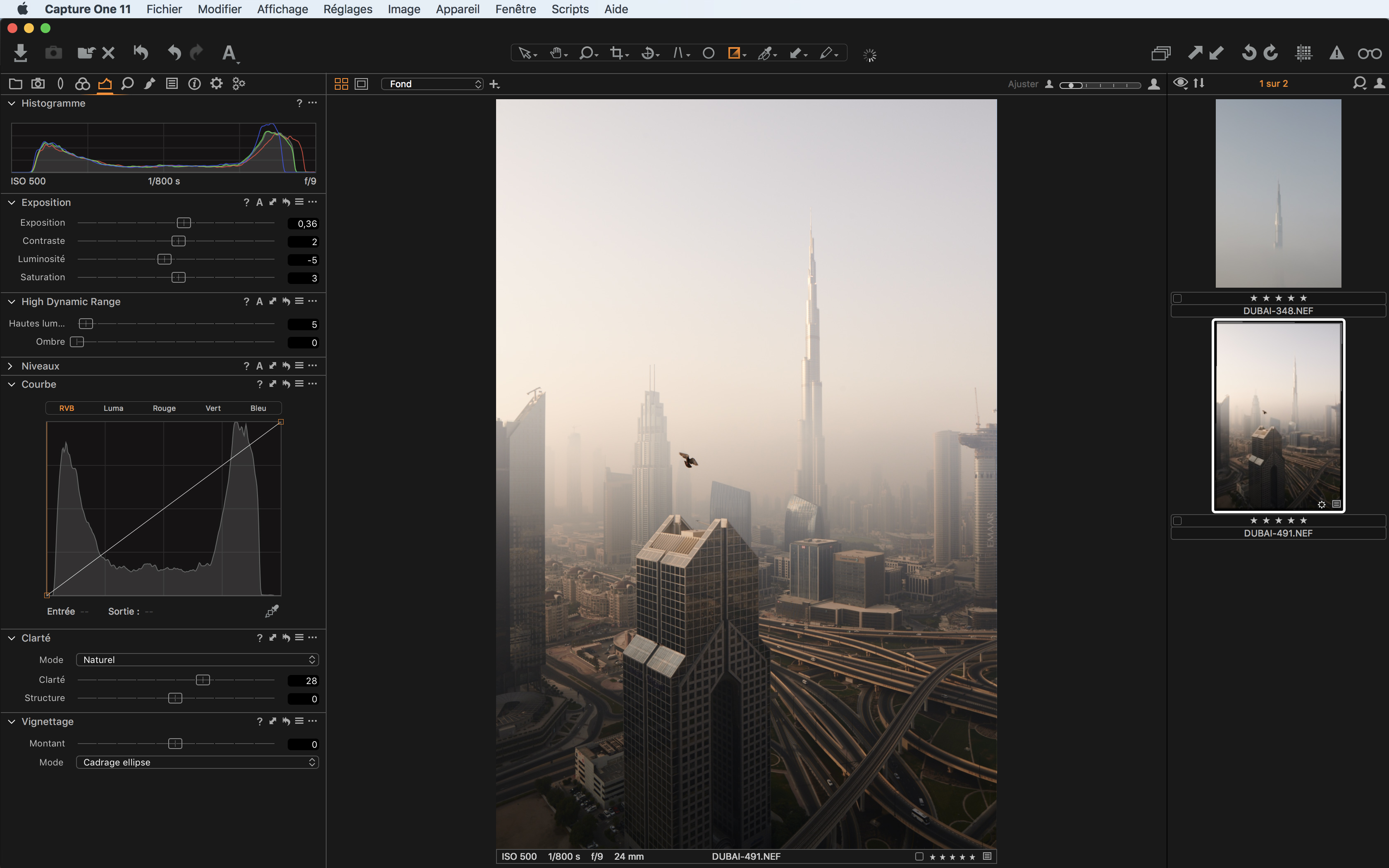 Réglages de clarté et de structure dans Capture One Pro